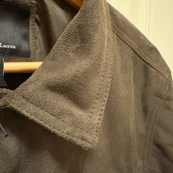 CXL by Christian Lacroix Men’s Faux Suede Brown Snap-Front Jacket Size Large NWT - Picture 7 of 14